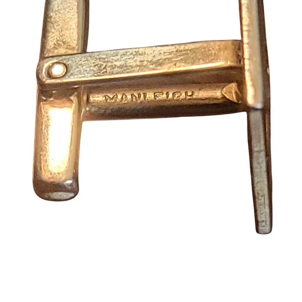Vintage Gold Tone Cufflinks With Giraffe Print Design Square Center Detail Mens
